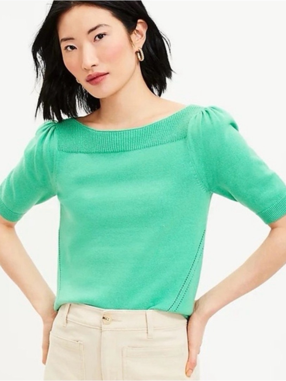 LOFT Women's Green Sweater Top